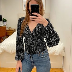 Zara polka dot black & white top. Size small.